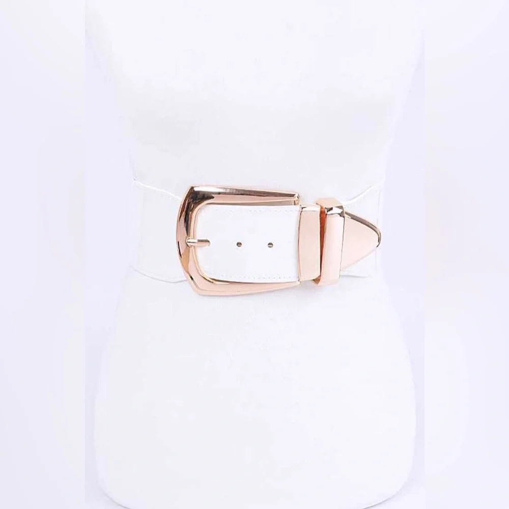 Plus Size Vegan Leather Elastic Adjustable Statement Belt